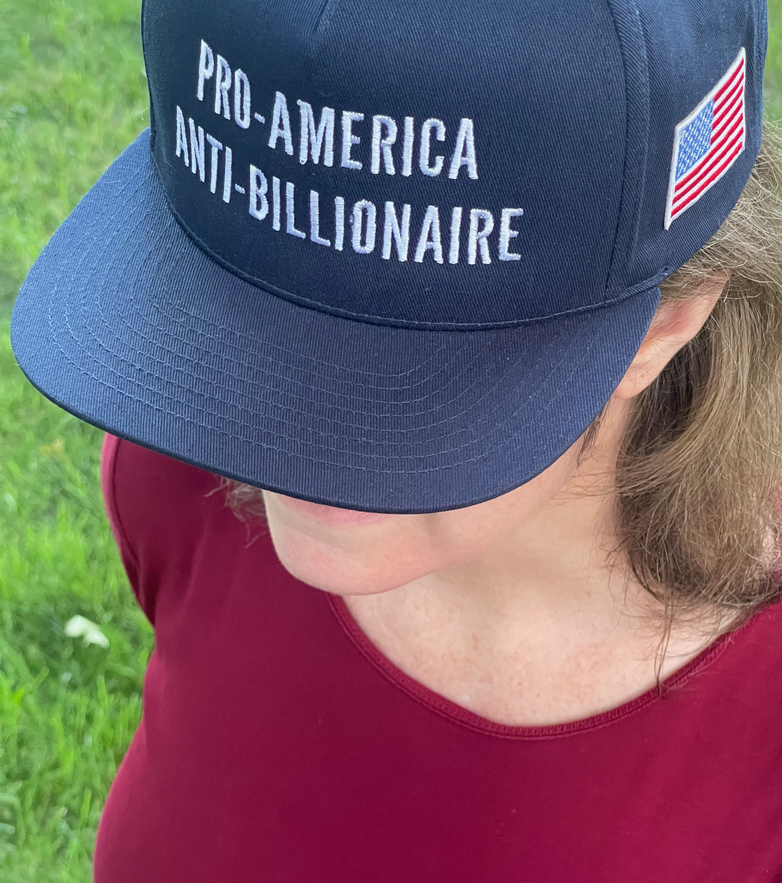 Pro-America Anti-Billionaire hat with American flag